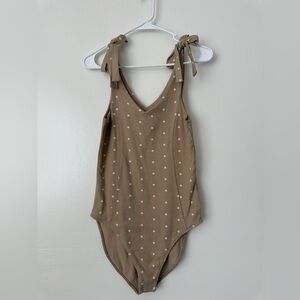 American Eagle Outfitters Tan Polka Dot Bodysuit